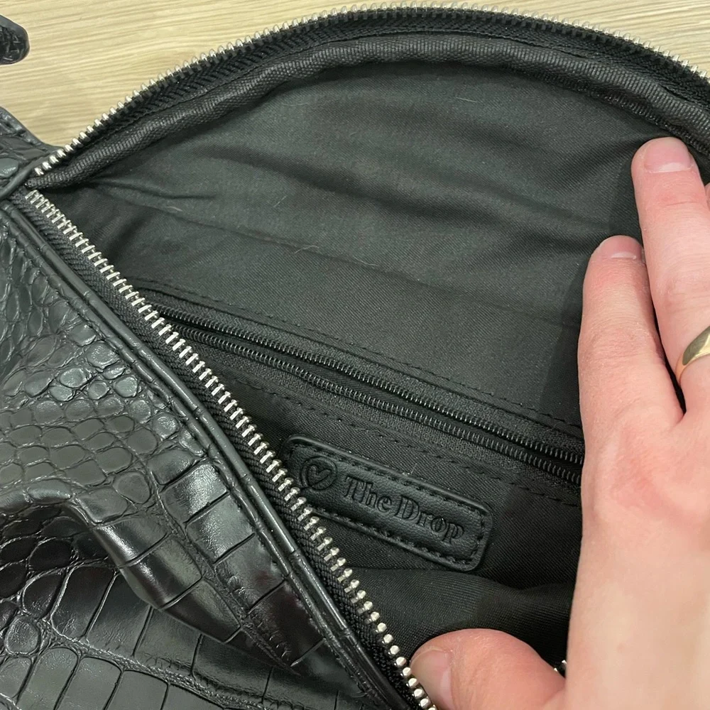 The Drop Black Croc Embossed Leather Belt Bag / Crossbody - Picture 4 of 5